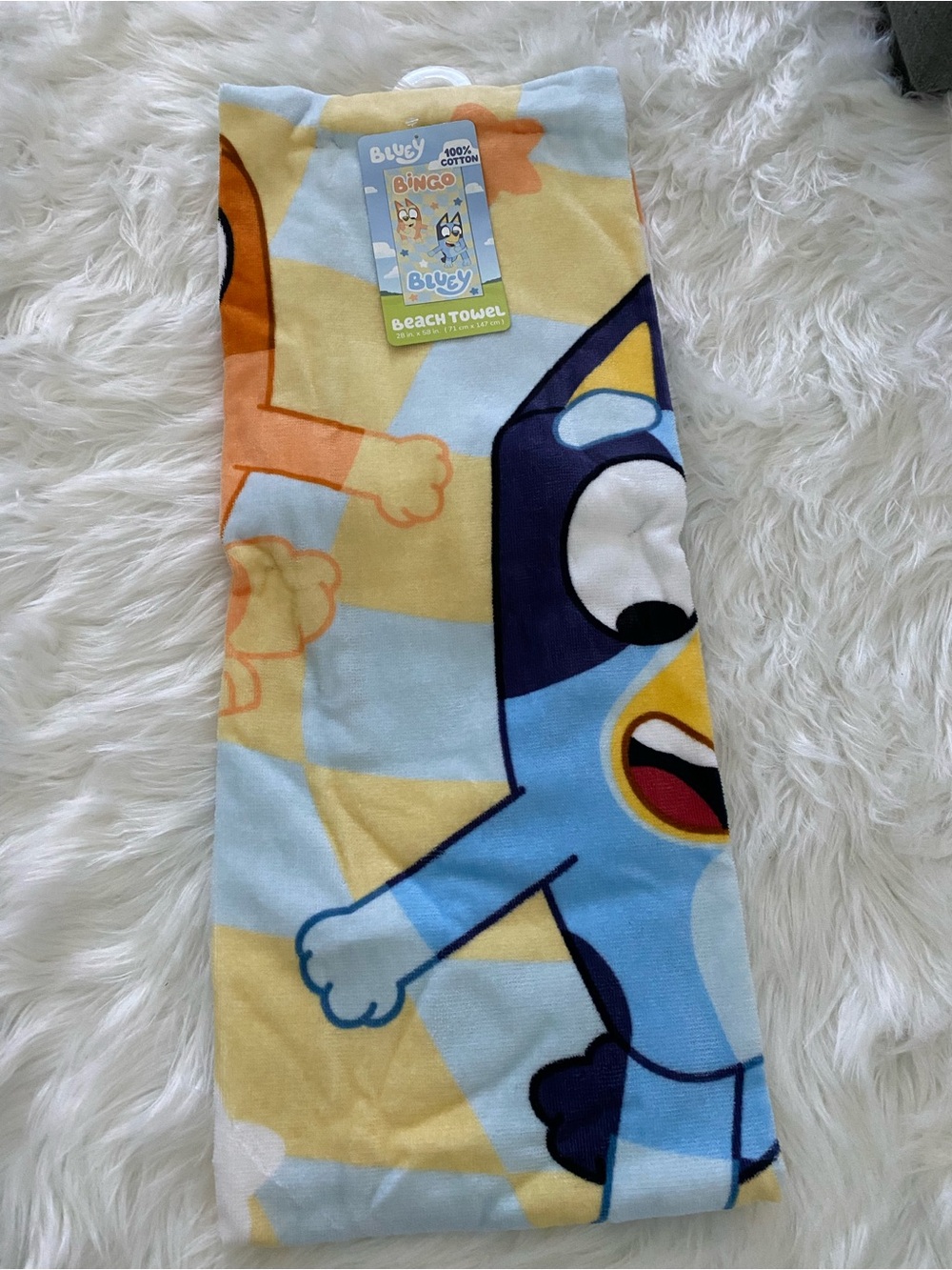 New Bluey Bingo Beach Towel - Blue, Yellow, Orange